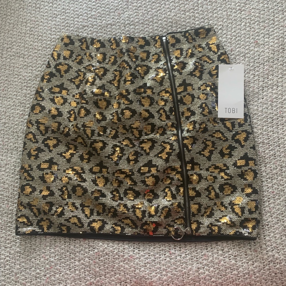 TOBI Sequin Leopard Skirt